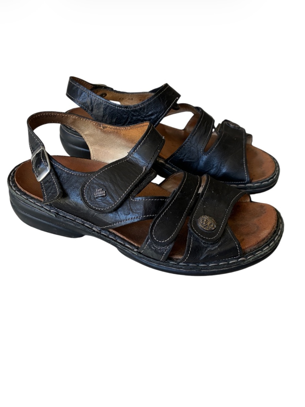 Finn Comfort Women's Black Leather Sandals Size 38